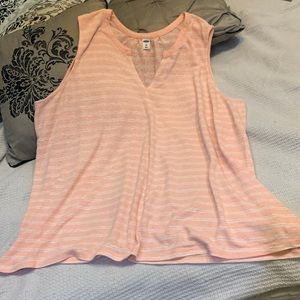EUC Light pink/peach & white tank top